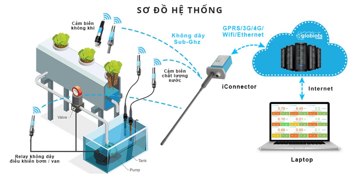 Một ví dụ về mô hình ứng dụng công nghệ IoT vào việc giám sát thủy canh thông minh